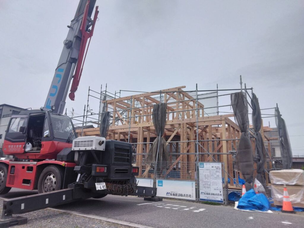 安曇野にて新築建て方